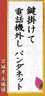 宮城県 高橋様「鍵掛けて 電話機外し パンダネット」