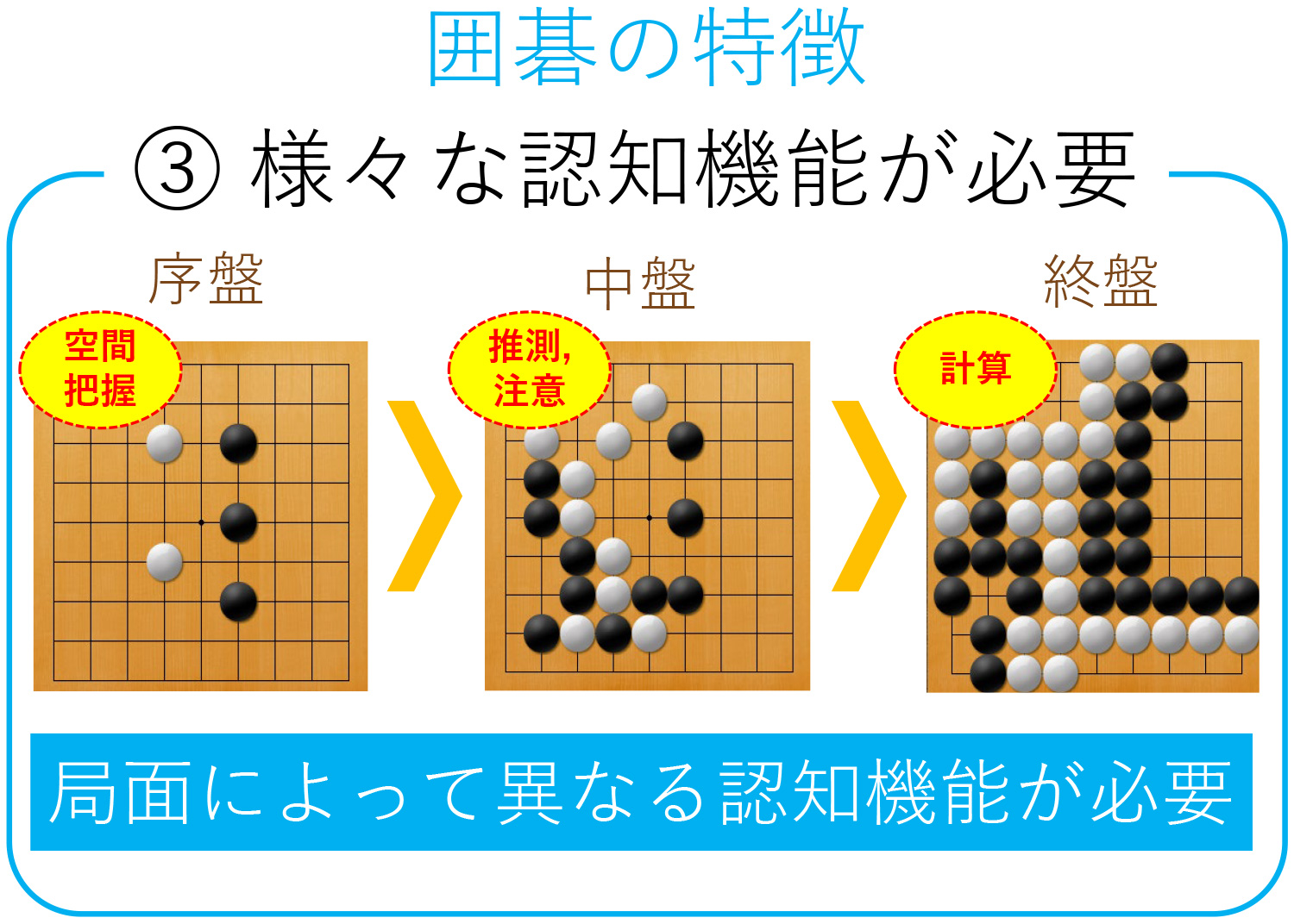 囲碁の特徴③様々な認知機能が必要