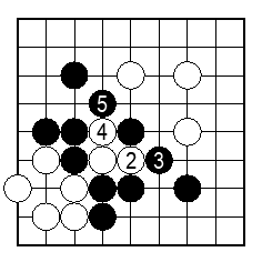 アタリにせず、相手の石の対角線上に打つ