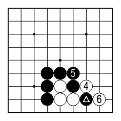 コツ②・自分の石にナナメができないように追いかける