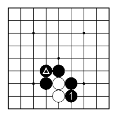 コツ②・自分の石にナナメができないように追いかける